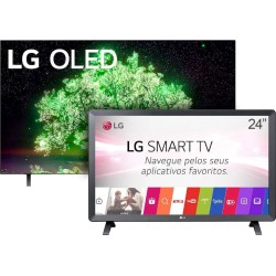 Smart TV 65' LG 4K OLED OLED65A1PSA + Smart TV Monitor LG 24" LCD LED 24TL520S Bivolt Preto