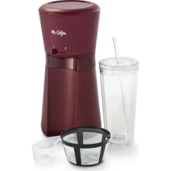 Mr. Coffee® Iced™ Coffee Maker with Reusable Tumbler and and Coffee Filter, Burgundy, Frustration Free Packaging