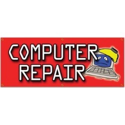 SignMission Computer Repair Banner Sign Plastic in Black/Red/White, Size 24.0 H x 72.0 W x 0.1 D in | Wayfair B-72 Computer Repair